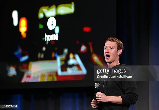 Facebook CEO Mark Zuckerberg speaks during an event at Facebook headquarters on April 4, 2013 in Menlo Park, California. Zuckerberg announced a new...