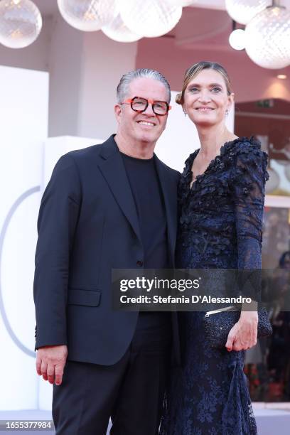 Ernst Knam and Alessandra Mion attend a red carpet for the movie "Maestro" at the 80th Venice International Film Festival on September 02, 2023 in...