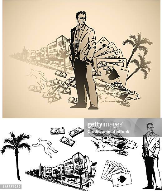 illustrations, cliparts, dessins animés et icônes de vie de miami - quinte flush