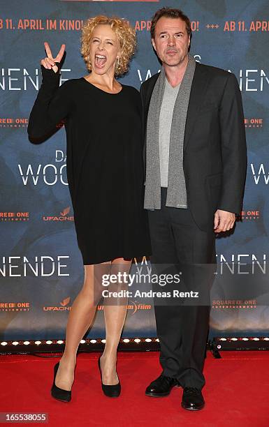 Katja Riemann and Sebastian Koch attend the 'Das Wochenende' Premiere at Kino International on April 4, 2013 in Berlin, Germany.