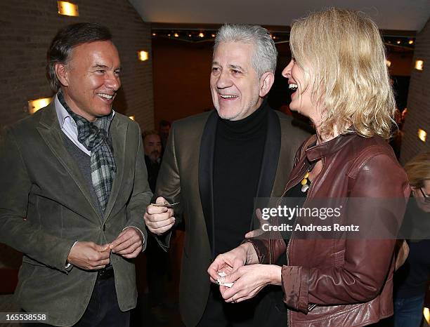 Nico Hofmann, Ilja Richter and Claudia Neidig attend the 'Das Wochenende' Premiere at Kino International on April 4, 2013 in Berlin, Germany.