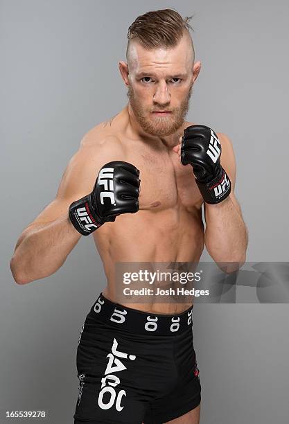 Conor McGregor poses for a portrait ahead of his bout at the UFC Stockholm 2013 event on April 3, 2013 at the Clarion Hotel in Stockholm, Sweden.