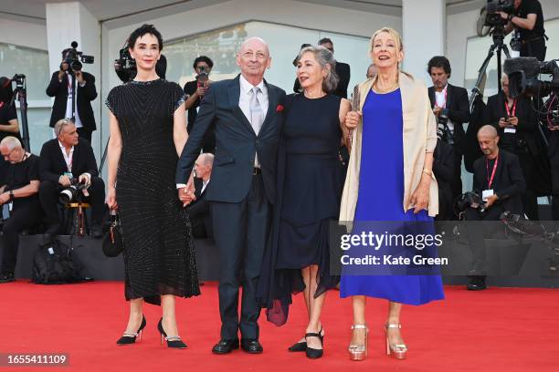 Alexander Bernstein, Nina Bernstein Simmons, and Jamie Bernstein attend a red carpet for the Netflix movie "Maestro" at the 80th Venice International...