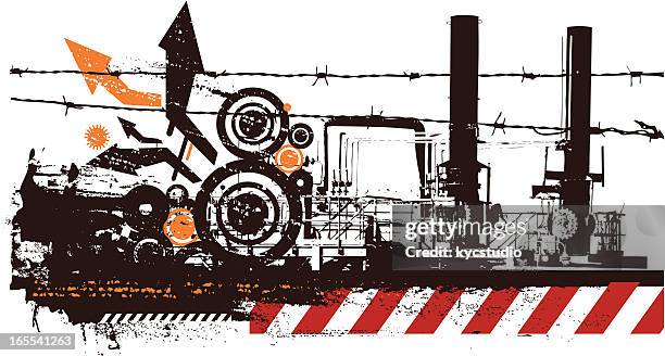 grunge industrial - industrial district stock illustrations