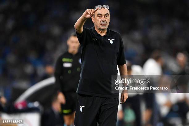 Maurizio Sarri SS Lazio head coach during the Serie A TIM match between SSC Napoli and SS Lazio at Stadio Diego Armando Maradona on September 02,...