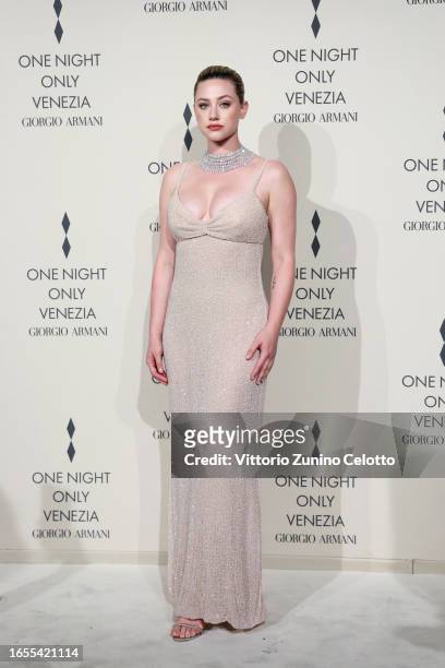 Lili Reinhart attends Giorgio Armani "One Night In Venice" photocall on September 02, 2023 in Venice, Italy.