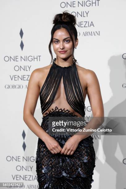 Camila Mendes attends Giorgio Armani "One Night In Venice" photocall on September 02, 2023 in Venice, Italy.