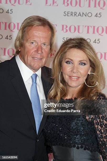 Norma Duval and her boyfriend Matthias Kühn attends the photocall for the birthday party of Norma Duval at Le Boutique disco on April 4, 2013 in...