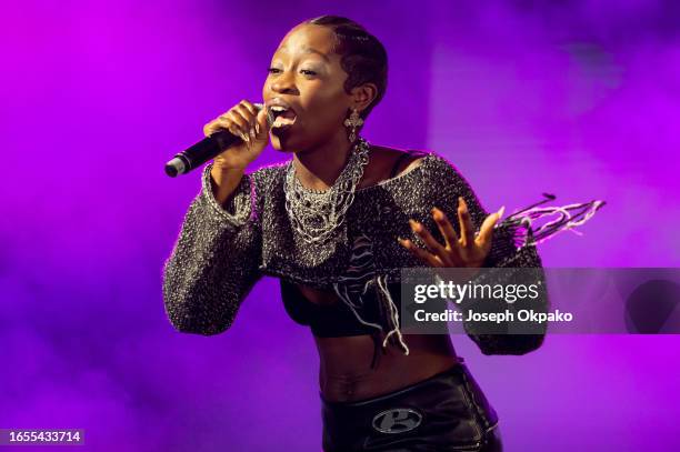 Mnelia aka Monique Amelia performs on day 3 of Reading Festival 2023 at Richfield Avenue on August 27, 2023 in Reading, England.