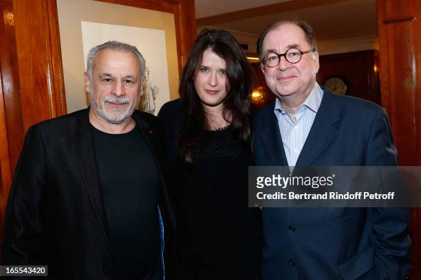 Francis Perrin, Marie Moute with Director and Writer Jacques Santamaria attend 'Mongeville TV Show : La Nuit Des Loups' Private Screening at Club 13...
