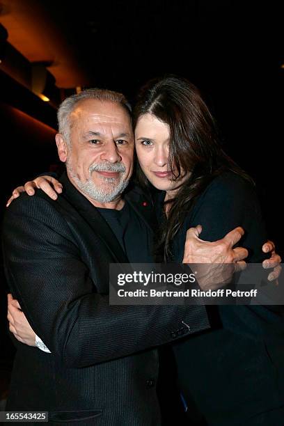 Francis Perrin and Marie Moute attend 'Mongeville TV Show : La Nuit Des Loups' Private Screening at Club 13 on April 4, 2013 in Paris, France.