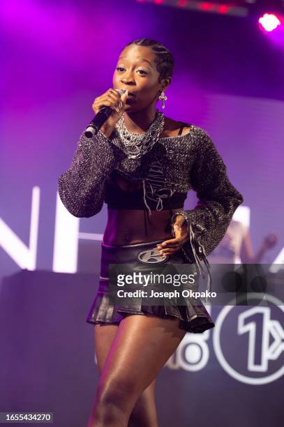 Mnelia aka Monique Amelia performs on day 3 of Reading Festival 2023 at Richfield Avenue on August 27, 2023 in Reading, England.