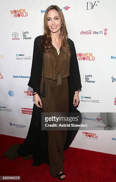 Angelina Jolie attends Women in the World Summit 2013 on April 4, 2013 in New York City.