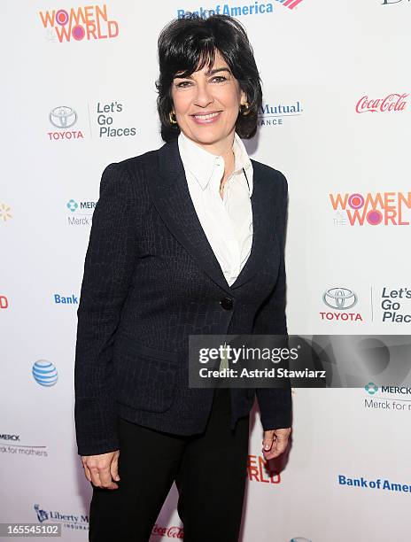 Christiane Amanpour attends Women in the World Summit 2013 on April 4, 2013 in New York, United States.