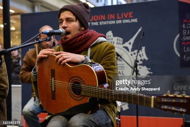 Jinte Deprez of Belgian band Balthazar performs at Station Sessions Festival 2013 at St Pancras Station on April 4, 2013 in London, England.