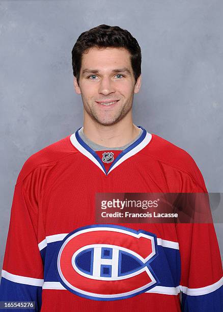 Davis Drewiske poses for his official photo as a member of Montreal Canadiens after being traded from the L.A. Kings. The Montreal Canadiens play...