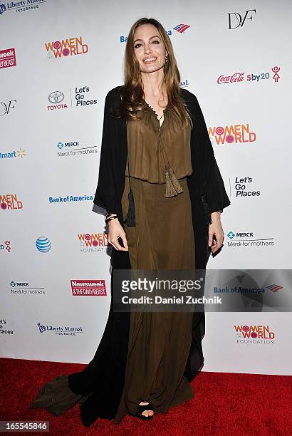 Actress Angelina Jolie attends the Women in the World Summit 2013 on April 4, 2013 in New York, United States.