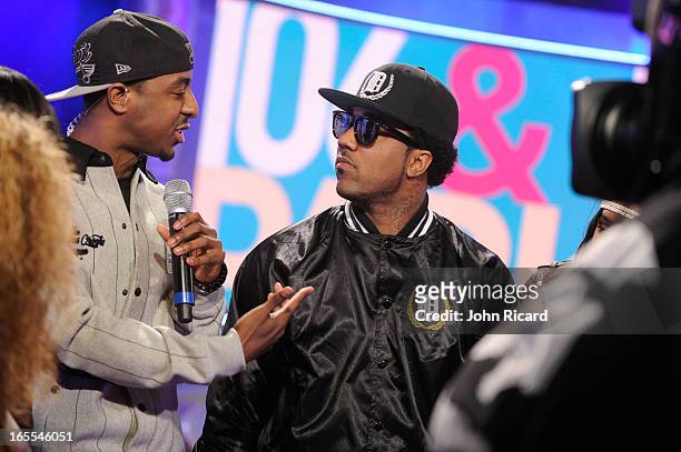 Shorty Da Prince and Problem visits BET's 106 & Park at BET Studios on April 3, 2013 in New York, United States.