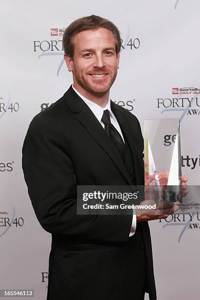 Matthew Kamienski of PGA Tour poses with award at the 2013 Forty Under 40 Awards on April 4, 2013 in Naples, Florida.