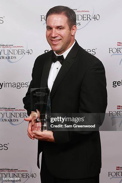 Scott Milleisen of JP Morgan Chase & Co. Poses with award at the 2013 Forty Under 40 Awards on April 4, 2013 in Naples, Florida.