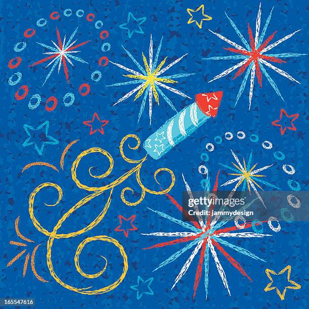 ilustrações de stock, clip art, desenhos animados e ícones de criança desenhar fogos-de-artifício - american 4th july celebrations