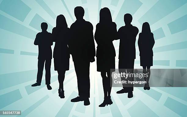 business team - cartoon office background stock illustrations