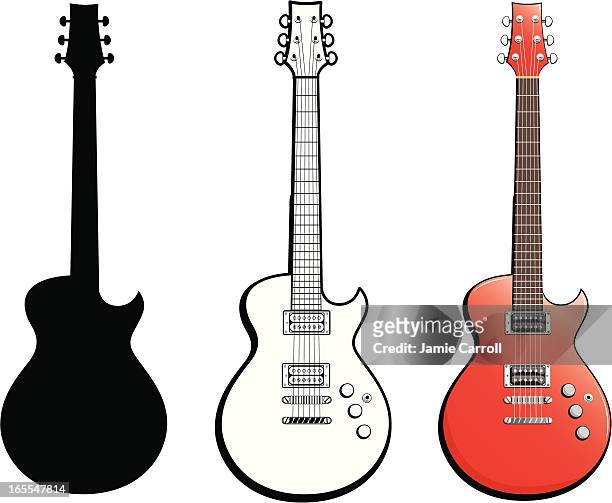 stockillustraties, clipart, cartoons en iconen met red guitar - gitaar