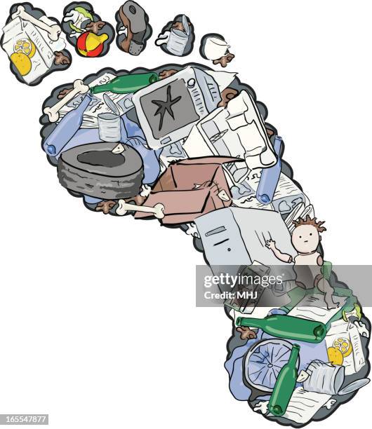 garbage carbon footprint - the importance of recycling - landfill cartoon stock illustrations