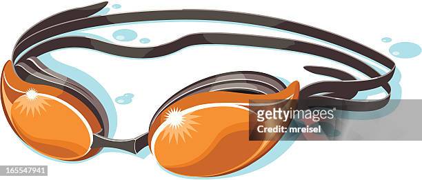 orange swim goggles - swimming goggles stock illustrations