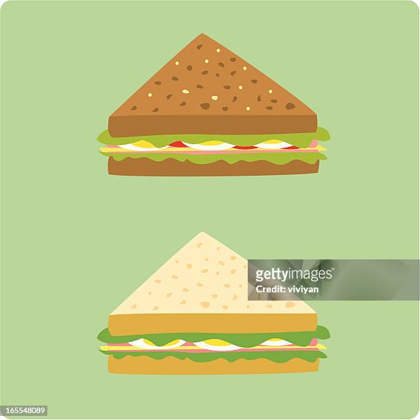 stockillustraties, clipart, cartoons en iconen met egg and ham sandwiches - sandwich