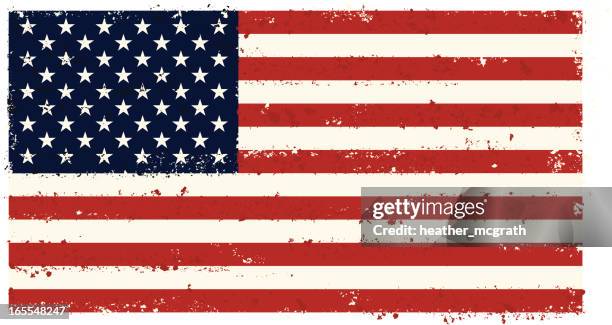 stockillustraties, clipart, cartoons en iconen met usa grunge flag - vintage america flag