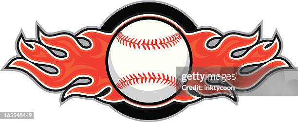 flame baseball design - baseball ball stock illustrations
