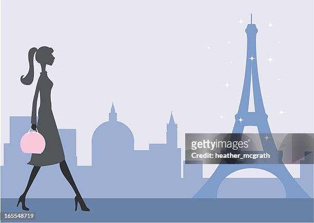 stockillustraties, clipart, cartoons en iconen met strolling in paris - parijs