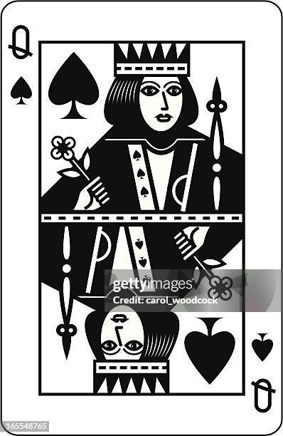 pikdame schwarz - spielkarte dame stock-grafiken, -clipart, -cartoons und -symbole