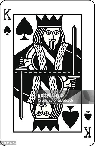 stockillustraties, clipart, cartoons en iconen met king of spades black - king card