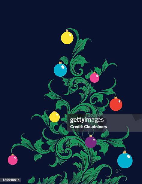 christmas scroll tree - arabic ornament stock illustrations