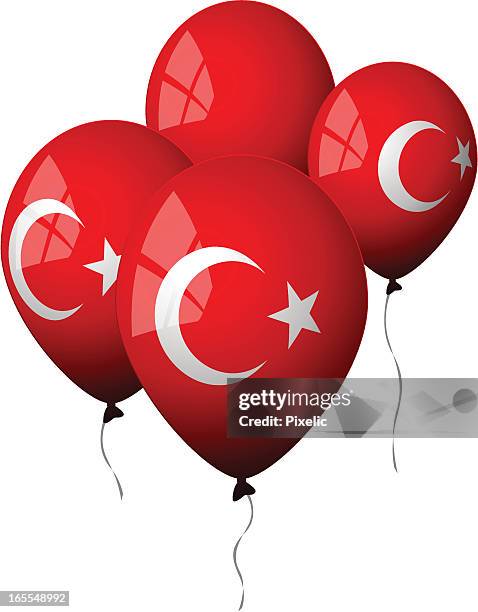 ilustraciones, imágenes clip art, dibujos animados e iconos de stock de turquía-globos - bandera turca