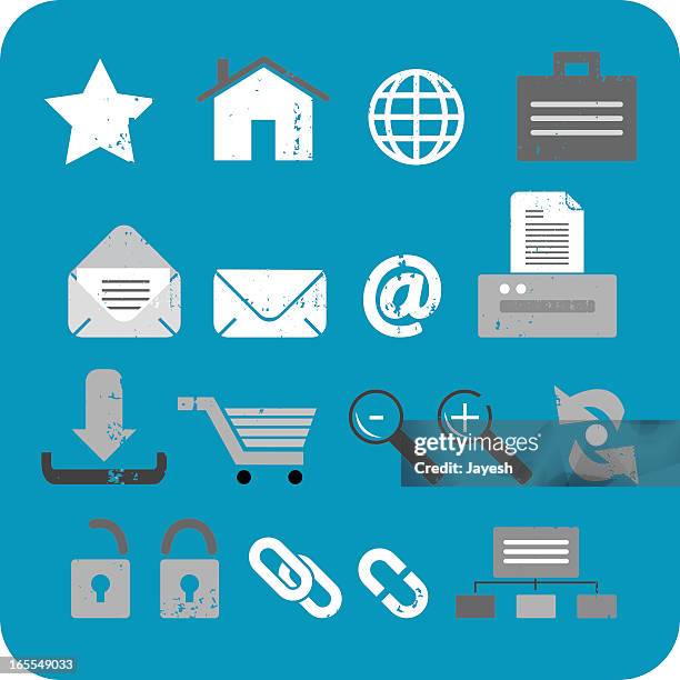textured web icon set - open briefcase stock illustrations