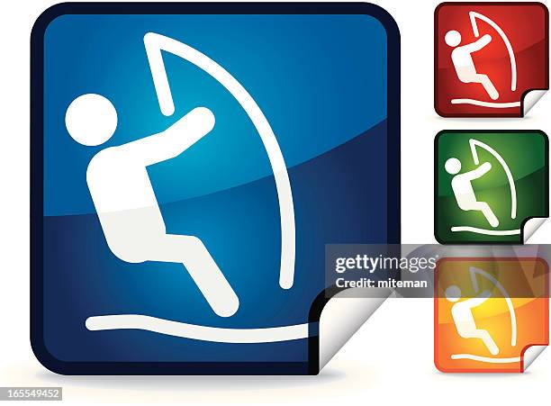 wind surfing | sticker collection - windsurfing stock illustrations