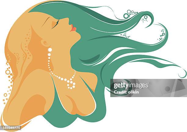 stockillustraties, clipart, cartoons en iconen met lagoon woman - bead