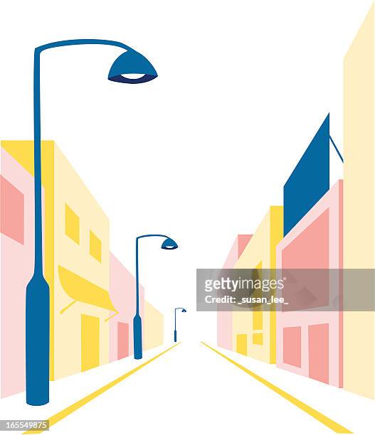 stockillustraties, clipart, cartoons en iconen met simple illustration of a street - straatlamp