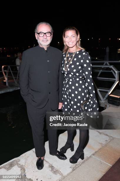 Remo Ruffini and Federica Fontana attend Giorgio Armani "One Night In Venice" on September 02, 2023 in Venice, Italy.