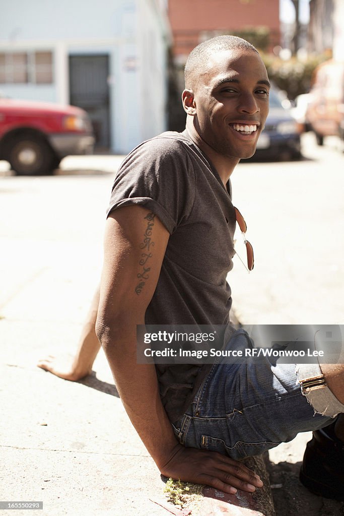 Close up of man's smiling face