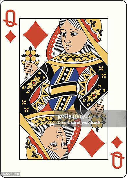 queen of diamonds two playing card - queen of diamonds stock illustrations