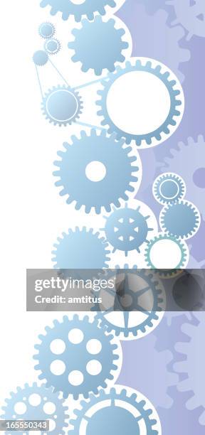 vector illustrations of gray gears on purple background - lever stock illustrations