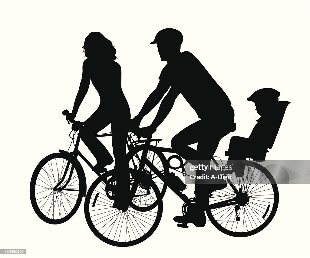 Cycling Family Vector Silhouette