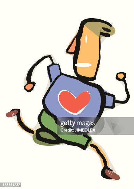 running man with heart - new york marathon stock illustrations