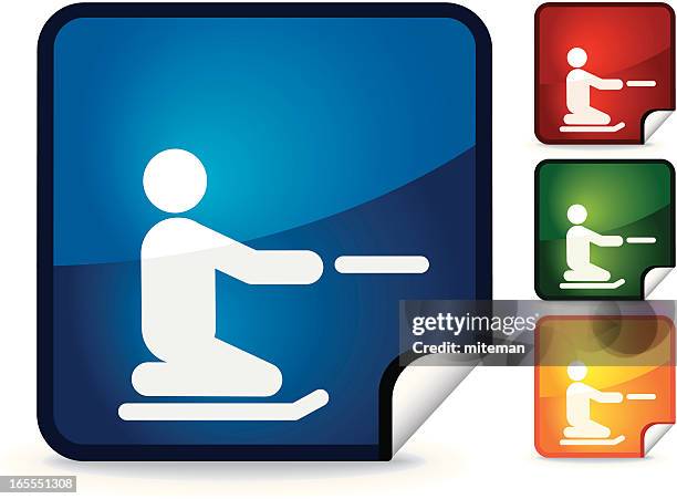 knee boarding | sticker collection - wakeboarding stock illustrations