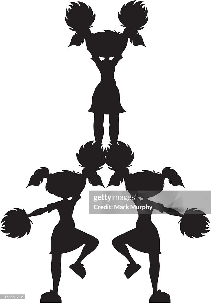 Cheerleader in Pyramid Formation Silhouette