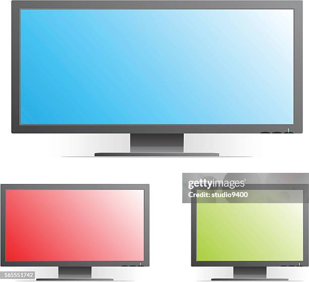 computer monitors in varied sizes - large screen stock illustrations